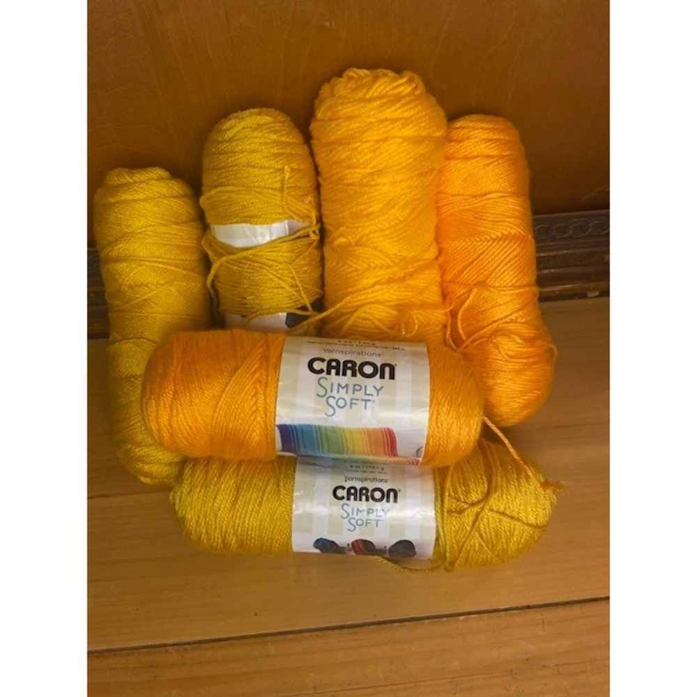 Caron Simply Soft Yarn Mixed Colors Lot Mango Yellow Gold Acrylic 6 Skein Lot